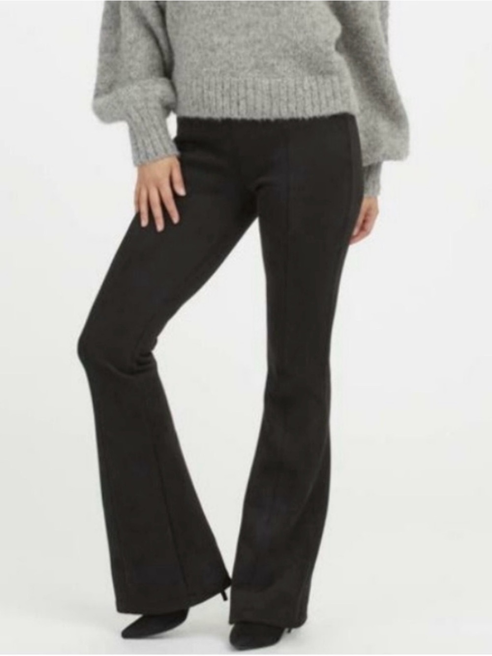 SPANX Black Boot Cut Faux Suede Pants